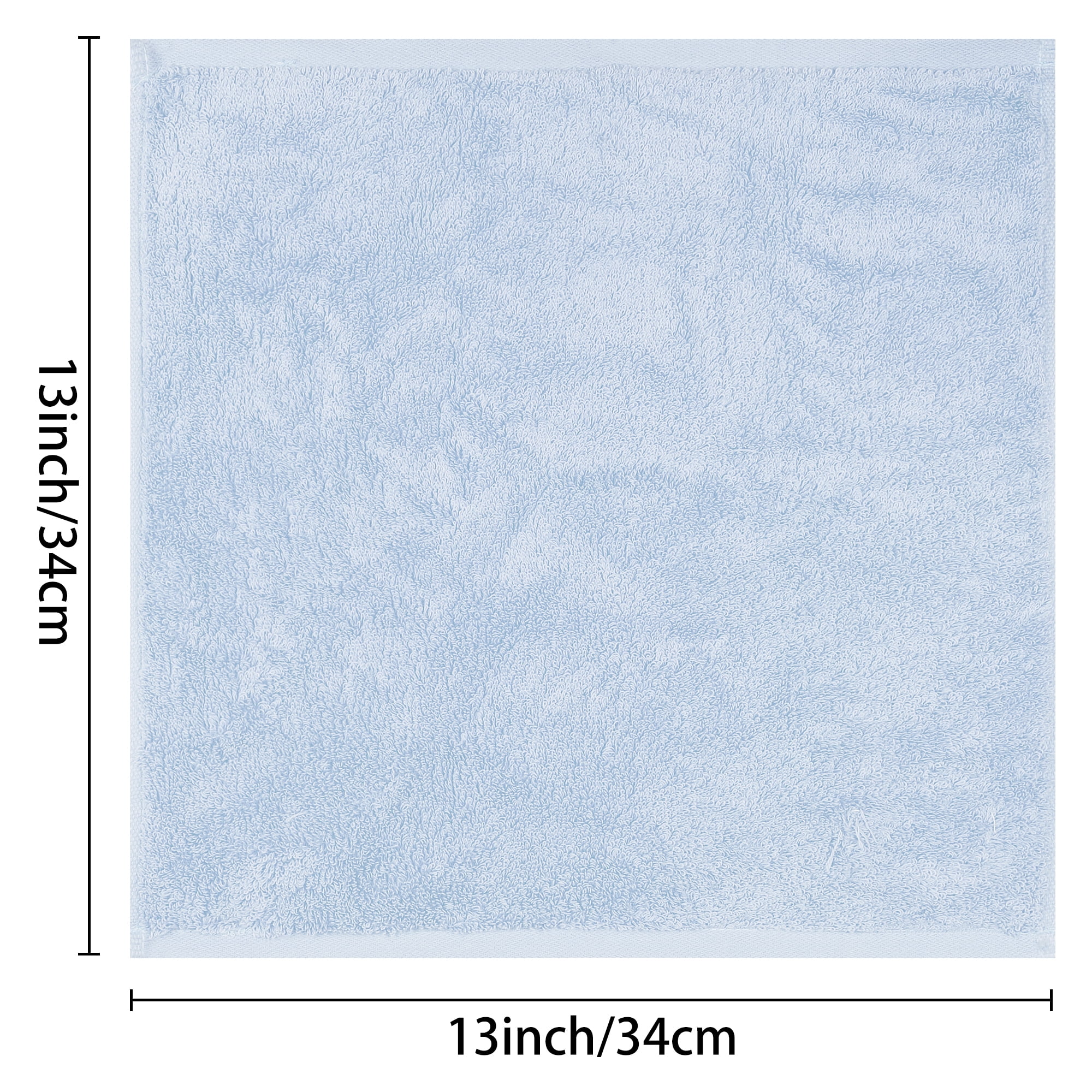 REGALWOVEN 6 Pack Cotton Washcloths, Solid Face Cloths, Absorbent and Quick Drying Towel for Bathroom Blue 13" x 13"