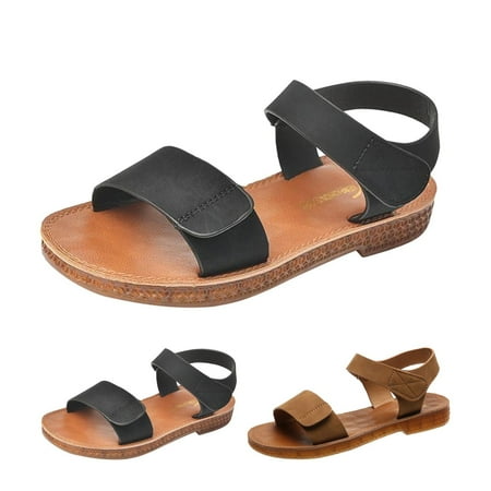 

2022 Women s Sandal Shoes Sole Soft Flat Roman Sandals Peep Toe Sandals Slingback Slide Sandals Velcro Ankle Strap Sandals Ladies Summer Comfort Shoes Casual Open Toe Sandals