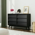 thumbnail image 6 of GVN Bedroom Dresser, Chest of Drawers with Wood Legs,6 Drawers Handleless Dresser for Bedroom, Home,Living Room,Black, 6 of 15