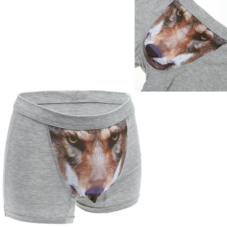 Men's 3D Wolf Head Animal Underwear Briefs Stretch Modal