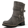 thumbnail image 3 of GLOBALWIN Women's Fur Boots Fashion Combat Ankle Boots for Women Grey 8.5M, 3 of 8