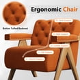 thumbnail image 6 of HomeZeer Mid Century Wingback Accent Chair Set of 2 ,Upholstered Tufted Arm Chair with Solid Wood Frame,Comfy Velvet Armchair Leisure Sofa for Living Room and Bedroom,Orange, 6 of 12