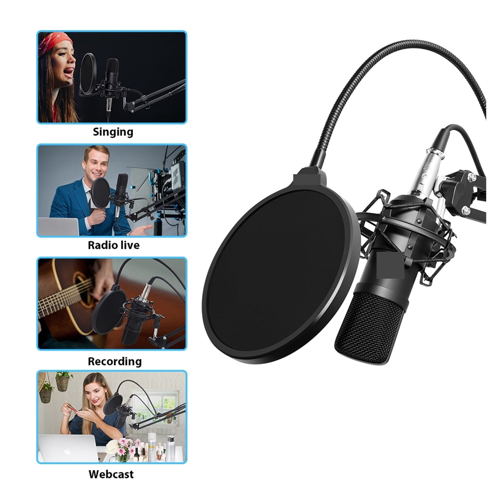 Microphone Condenser Professional Recording Studio Interface,Sound Card Podcasting Microfone