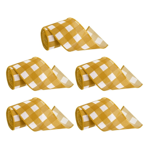 Uxcell 6 yardas x 2.5" cinta a cuadros búfalo marrón blanca para envoltura de regalos para Acción de Gracias 5 piezas
