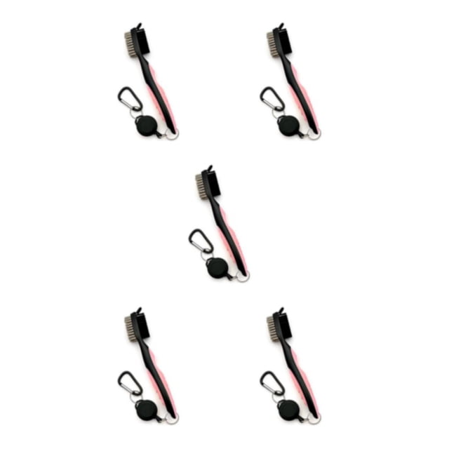 Guardoinrt Stainless Steel Golf Club Brush Ergonomic Handheld Replacement Solid Color Telescopic Ball Shoe Brushes Cleaning Tool Pink Lidless 5Set