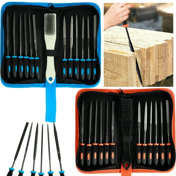Qenwkxz 13PCS Small File Set with Cleaning Brush Premium Mini Metal Diamond Needle File Kit for Metal