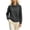 Dark Gray, variant on Women's Contrast Trim Collar Long Sleeve Top - Loose Fit 3-Button Placket Ribbed Cuff Casual Pullover