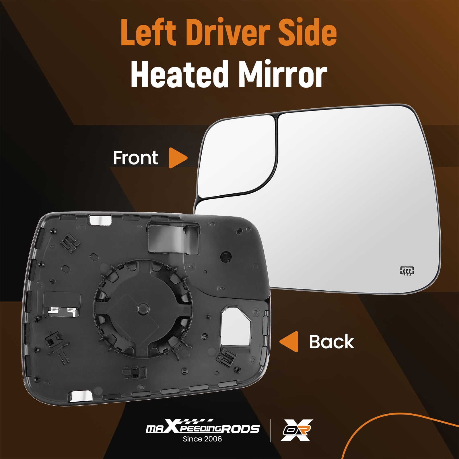 maXpeedingrods Driver Side Power Heated Convex Mirror Glass Replacement for Dodge Ram 1500 2019 2020 2021 Left Driver Side Rear View Mirror Glass with Rear Holder - 68402037AA