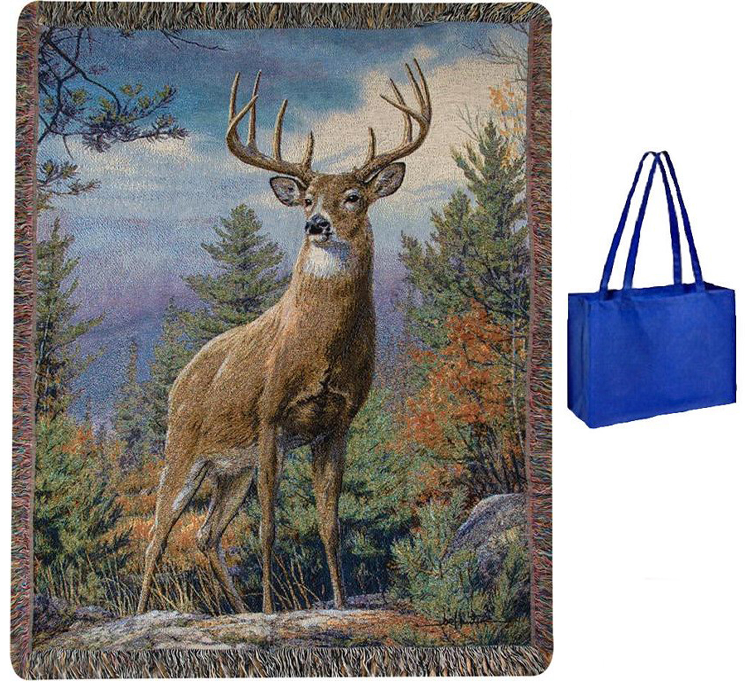 Deer Standing Proud Inspirational Throw Blanket & Bag Multipack, Animal