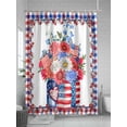 thumbnail image 5 of Fsddascl 4th of July Shower Curtain Set - 48" x 72" Washable Bathtub Curtain with 12 Hooks, Independence Day Floral Striped Waterproof Fabric Stall Shower Curtains for Bathroom/Bathtub Décor, 5 of 6
