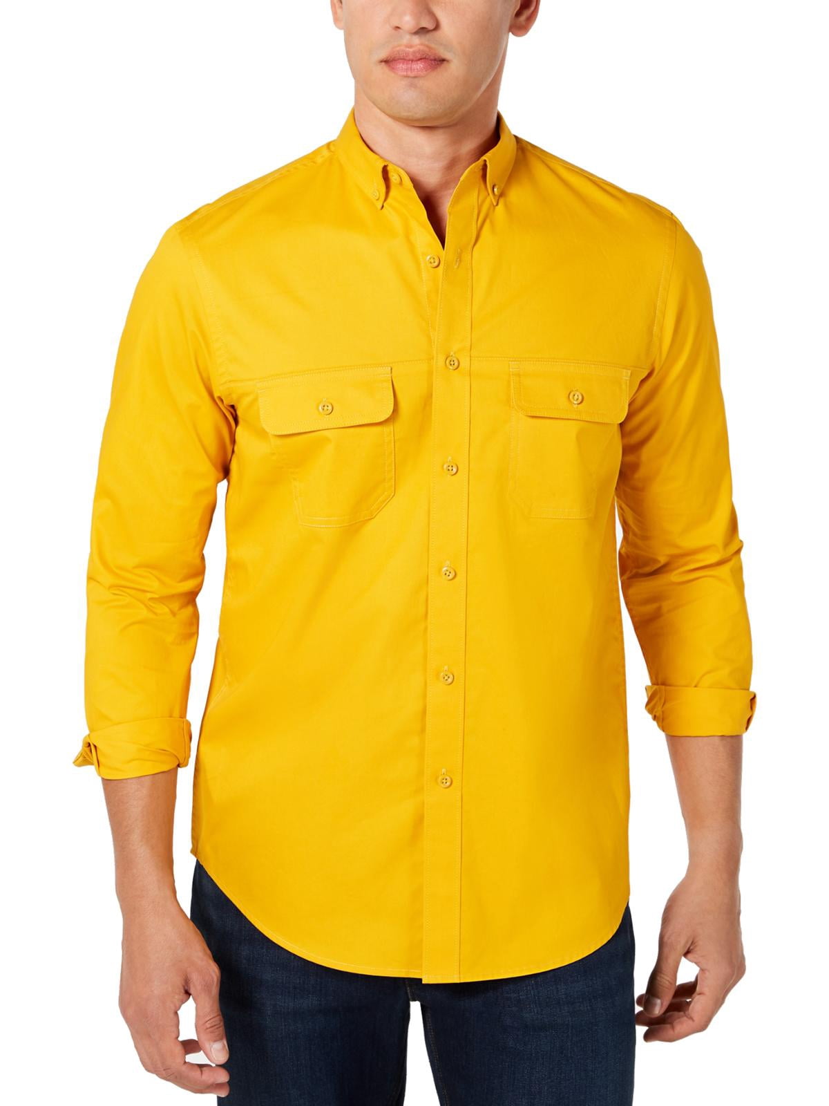 Long Sleeve Camp Button-Down Shirt Gold 