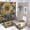 style-281, variant on 4 Piece Bathroom Rug Set with Shower Curtain with Non-Slip Rugs Toilet Lid Cover And Bath Mat Folk Art Illustrations Sunflowers Vintage Farmhouse Summer Fall Autumn Harvest Sunflowers