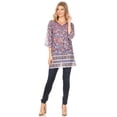thumbnail image 5 of Sakkas Matia Women's Casual Summer Cotton Long Sleeve Print Loose Tunic Top Blouse - Blue - 1X/2X, 5 of 5