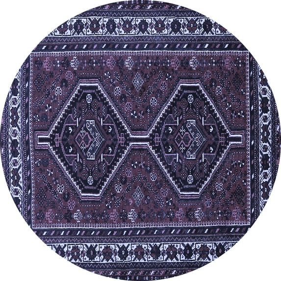 Ahgly Company Machine Washable Indoor Round Persian Blue Traditional Area Rugs, 3' Round