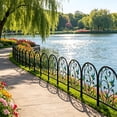 thumbnail image 5 of Summercome Leaves Decorative Garden Fence, 16.5''H x 11.8''W Animal Barrier Border Butterfly Flower Design Metal Arch Garden Fence Border for Spring Outdoor Patio Yard Landscape Decoration, 5 of 6
