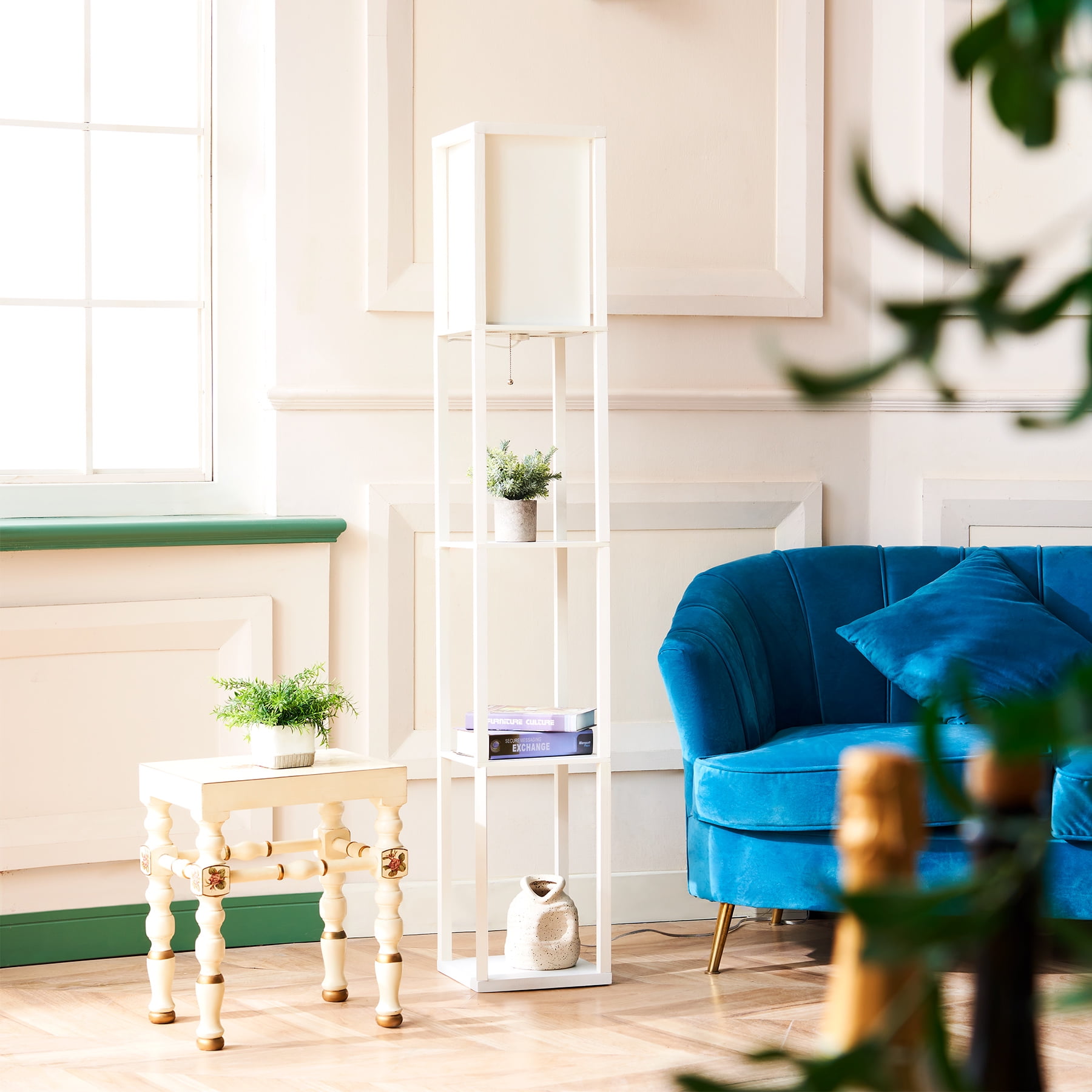 160cm Reinforced Floor Lamp with Shelves for Living Room Standing Lamp