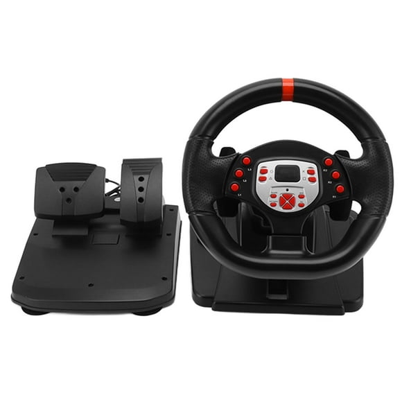 Driving Force Racing Wheel, Dual Motor Paddle Shifter Game Steering Wheel Height Adjustable 180 Degree Vibration with Pedal for Game Mahcine