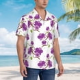 thumbnail image 2 of Lsque Orchids Flowers pattern Hawaiian Shirt for Men, Unisex Summer Beach Casual Short Sleeve Button Down Shirts-Small, 2 of 9