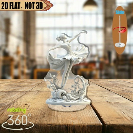 1pc 2d flat Rotating acrylic display piece featuring a ballerina in mid-dance perfect for enhancing home ambiance or inspiring elegance during special celebrations