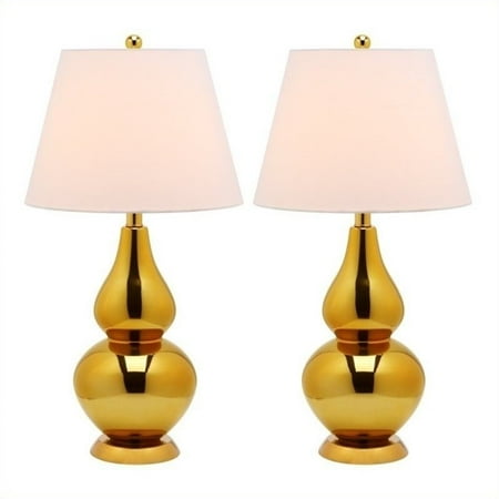 Safavieh Cybil Glass Double Gourd Lamp in Gold (Set of 2)
