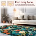 thumbnail image 2 of Flatwoven High Traffic Area Rug, Fantasy Dragon and Floral Artistry, Non Slip, Stain Resistant, Washable Area Rugs for Living Room, Bedroom(Blue, 2X3), 2 of 8