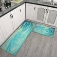 thumbnail image 2 of Teal Abstract Marble Kitchen Rug Mat Turquoise Kitchen Rugs 2 PCS Cushioned Anti-Fatigue Comfort Standing Kitchen Floor Mat Non Slip Washable Runner Mat for Sink Laundry Kitchen, 2 of 7