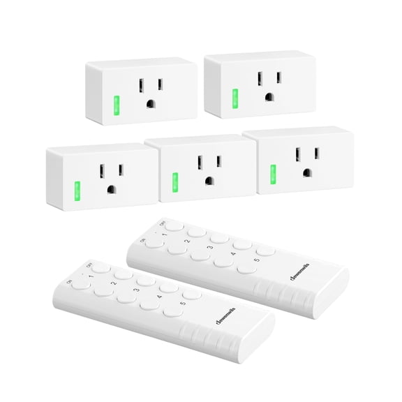 DEWENWILS Remote Control Outlet, Remote Control Outlet Plug 200FT Range, Indoor Wireless Remote Outlet Switch for Lamps, Fans, Christmas Lights, 15A/1800W，FCC & ETL Listed (5 Outlets   2 Remotes)