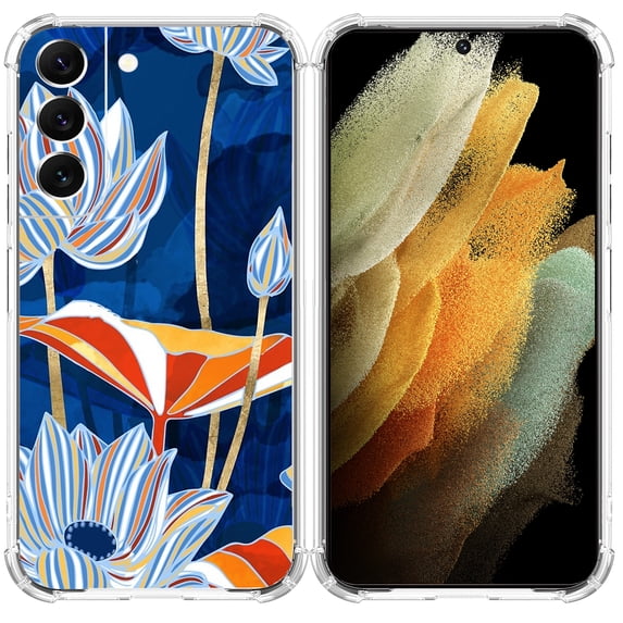 Rainbow Flower Painting Case for Samsung Galaxy S22,Aesthetic Colourful Floral Plant Case for Men Women,Unique Soft TPU Bumper Case Cover