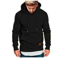thumbnail image 2 of Gibobby Mens Zip Up Hoodie Coat Sweatshirt With Hooded Zipper Solid Color Coat Casual Sweatshirt(Black,L), 2 of 4