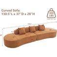 thumbnail image 2 of Tabaray  130" Modular Sectional Sofa Couch, Minimalist Modern Curved Sofa Couch w 3 Pillows, 2 Piece Free Combination, Terry Cloth Fabric Sofa Couch for Living Room Furniture, Salon, Hotel (Brown), 2 of 8