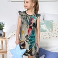 thumbnail image 4 of Fotbe Colorful Graffiti Cow Vestido de Dormir para Niñas de 3 a 10 Años, Mangas Cortas, Estilo Princesa, Pijama Camisón con Mangas Voladas-XX-Large, 4 of 6