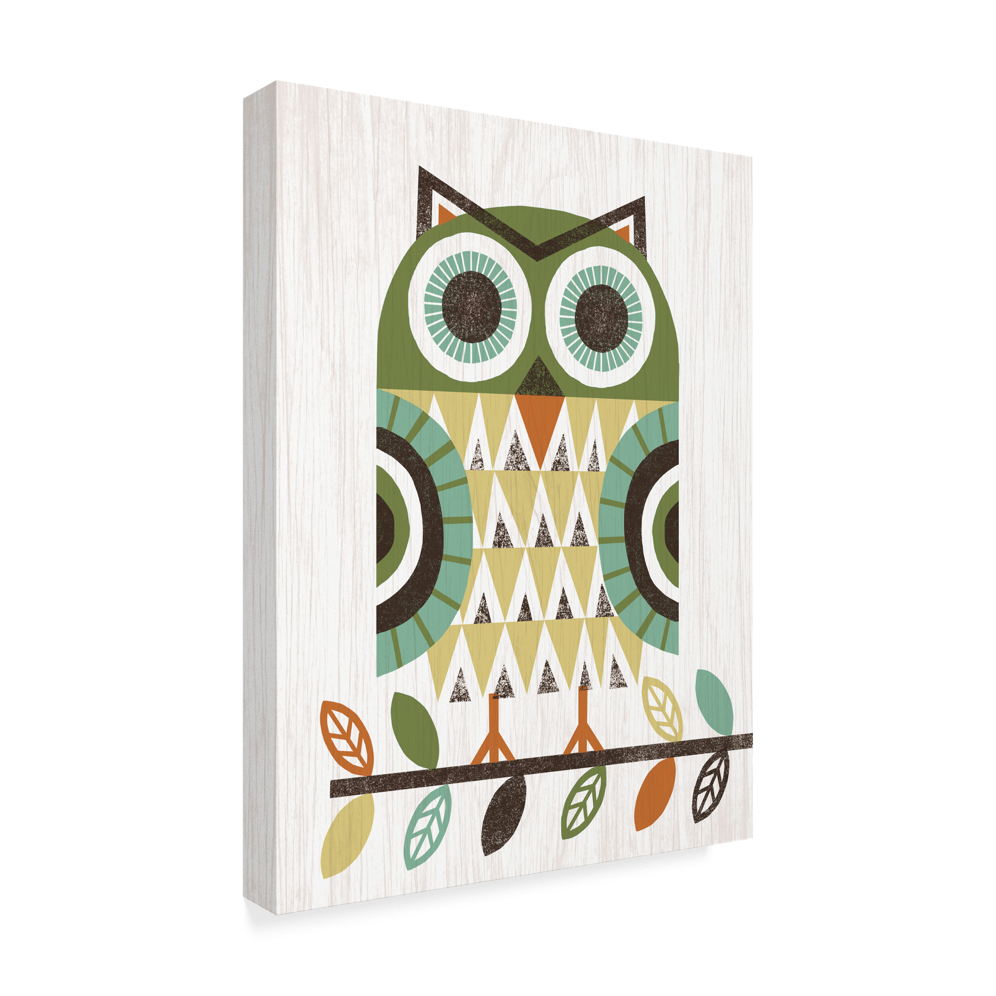 Trademark Fine Art 'Folk Lodge Owl Earth' Canvas Art by Michael Mullan