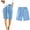 Light Blue, variant on Bloomae Bermuda Cargo Linen Shorts for Women Knee Length Plus Size Summer Casual Beach Elastic Waist Drawstring Comfy Trendy Straight Leg Long Shorts with Multi-Pockets Gray M