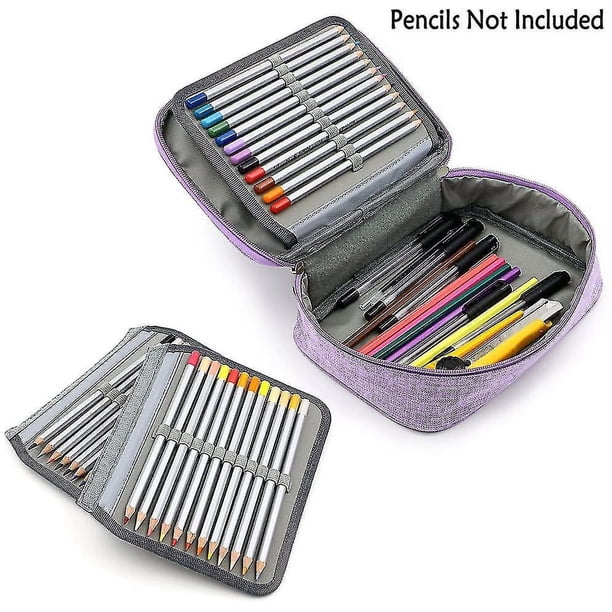 Veeki Estuche para lápices con cremallera de alta capacidad, estuche multifuncional para lápices de papelería, estuche para lápices de 72 ranuras, estuche para lápices de colores, bolsas para láp