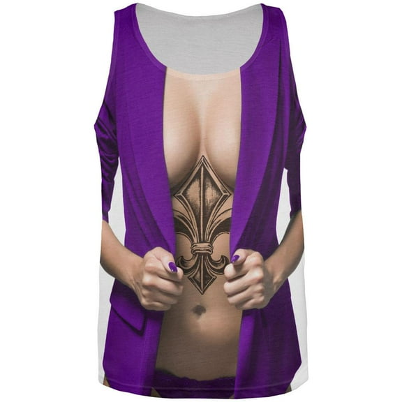 Mardi Gras Cajun Girl Tease All Over Adult Tank Top - 3X-Large