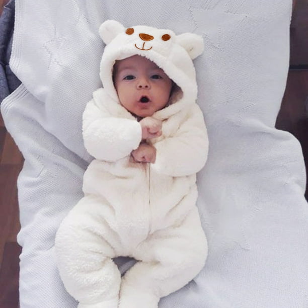 Xzngl Newborn Baby Girl Clothes Newborn Infant Baby Boy Girl Hooded Flannel Romper Jumpsuit Warm Clothes Baby Girl Newborn Clothes Baby Girl Clothes B