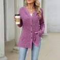 thumbnail image 5 of Edvintorg Long Cardigans for Women Solid Color Long Sleeve Button Down Knit Cardigan Fall Open Front Cardigans Sweater Women Clothing S-2XL Purple, 5 of 8