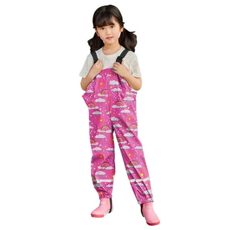 

Toddler Kids Boys Girls Rain Dungarees Windproof Waterproof Mud Jumpsuit Clothes Rain Jacket 2Y-3Y