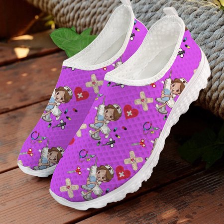 

Big Size Summer Ladies Sneakers Cartoon Nurse Pattern Loafers Woman Slip On Flats Shoes Gradient Casual Shoes For Women Footwear