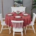 thumbnail image 2 of Red Christmas Plaid Pattern Round Tablecloth 60"x60",Wrinkle Wipeable Table Cloth for Kitchen Dining Room Picnic Patio Party, 2 of 6