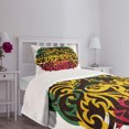 thumbnail image 5 of Ambesonne Rasta Quilted Bedspread Set 2 Pcs, Ethiopian Wild Lion Head, Twin Size, Marigold Brown, 5 of 6