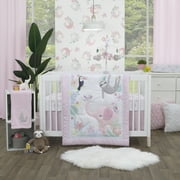 Little Love by NoJo Tropical Garden Pink 3 Piece Nursery Crib Bedding Set