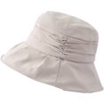 thumbnail image 6 of CoCopeaunts Women Bucket Hat Foldable Ladies Irregular Pleated Design Basin Hat Solid Color Sun Cap Adjustable Chin Strap, 6 of 8