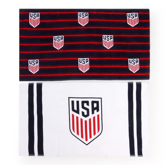 U.S. Rally Towel 2pk White and Blue, World Cup Stadium Fan Gear, 16" x 28"