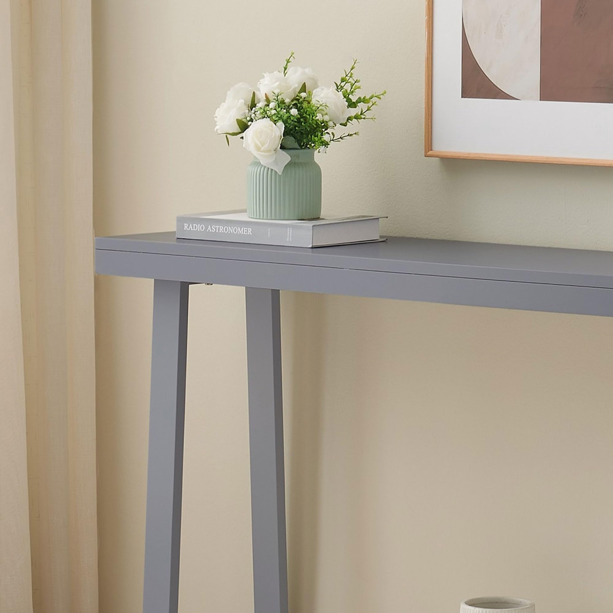 Kings Brand Furniture Claude 36-Inch Console Entryway Table, Narrow Sofa Table for Behind Couch, Hallway, Bedroom, Living Room, Foyer, Grey