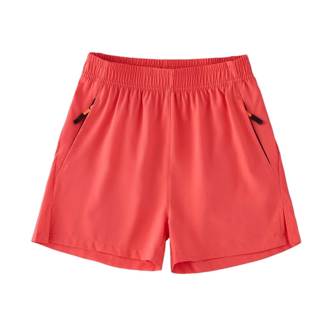 felwors Short de Course à Séchage Rapide pour Garçon, Athlétique, Actif, Léger, Plein Air, Camping, Randonnée, Short de Sport (Rouge Melon D\'eau, 8-9 Ans)