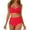 Red, variant on Zszcpp Tankinis Swimsuits For Women 2025 Bow Seaside Full Coverage V Neck Padded High Waisted Ruched Two Piece Swimsuit Sets Swimwear
