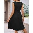 thumbnail image 2 of Women Summer Dresses Sleeveless Casual Loose Swing Button Down Midi Dress with Pockets Black S, 2 of 7