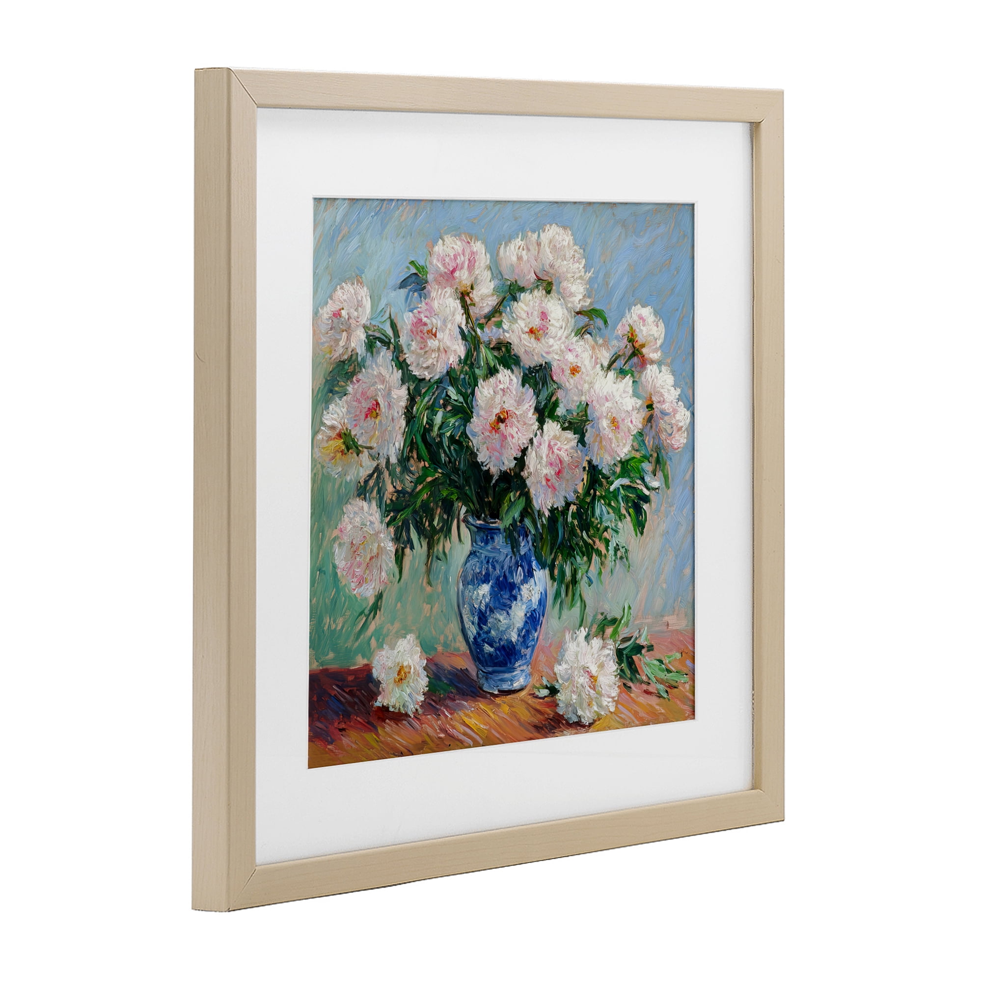 Stupell Industries Peonies in Blue Vase Birch Framed Print Under Glass, design by Tina LeCour