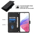 thumbnail image 6 of Feishell for Samsung Galaxy A73 5G 6.7 inch Wallet Case with Wrist Strap,Flip Cover with Embossed Pattern PU Leather Kickstand Credit Card Slots Magnetic Clasp Folio Purse Phone Case,Black, 6 of 7